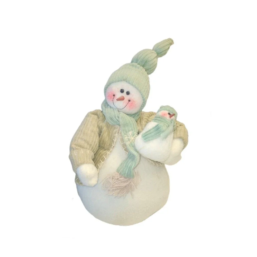 Freestanding Fabric Snowman With Baby, 12